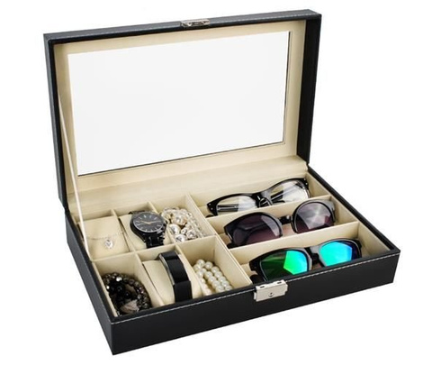 Organisateur de montres et de lunettes noir