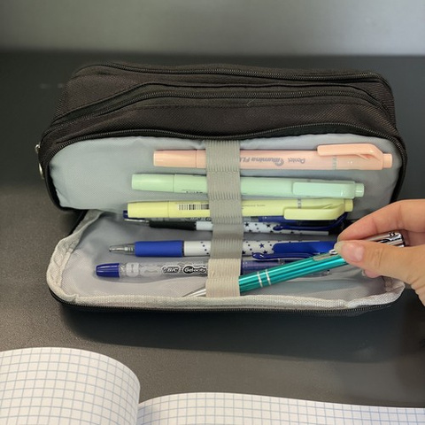 Triple foldable pencil case - black Maaleo 24476