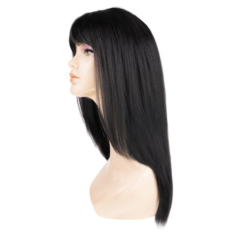 Long women's wig black P14833
