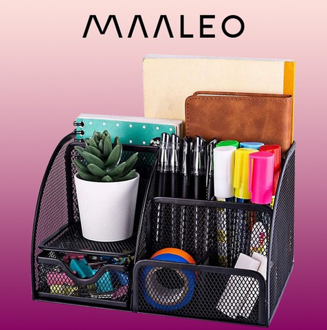 Desk organizer - 6 compartments - black