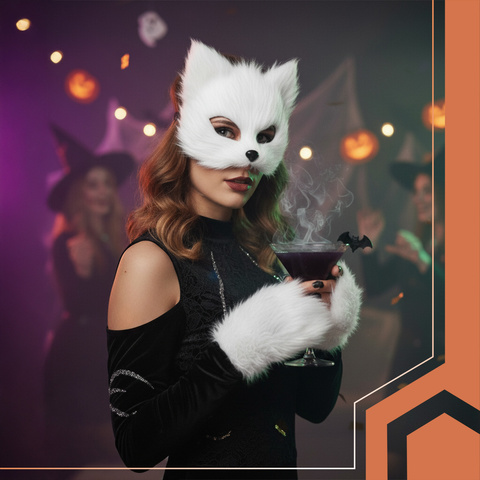 4-piece cat/fox costume, white, Ruhhy 26249