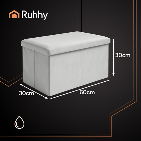 Пуф из серого бархата 60x30x30 см Ruhhy 25994