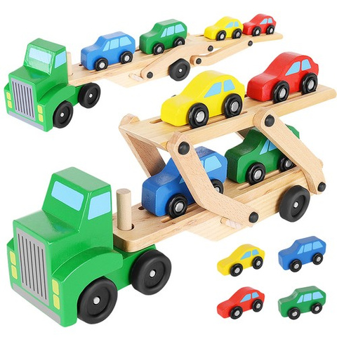 Camion en bois - dépanneuse + set de voitures 22698