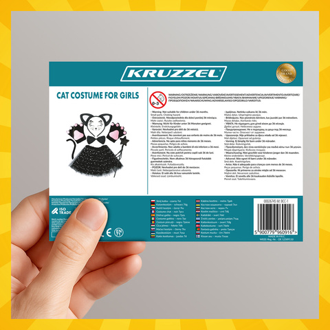 Костюм кошки из 7 частей - черный Kruzzel 26745