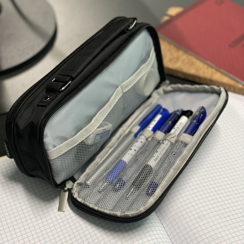 Double extendable pencil case - black Maaleo 24516