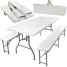 Skládací zahradní stůl 180 cm + 2 lavice