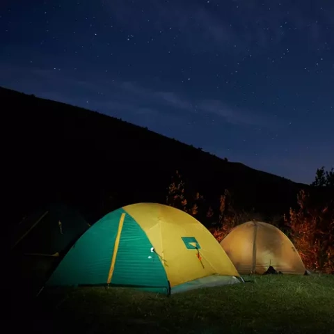 Skládací turistická lampa 2v1 - modrá