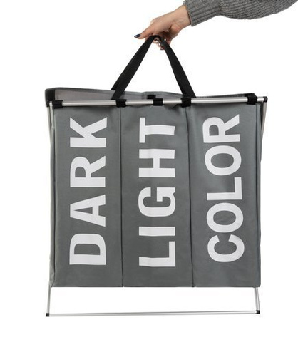Laundry basket - 3 compartments on a foldable frame