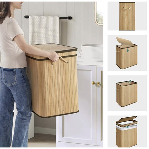 Bamboo laundry basket - two-chamber Ruhhy 24269