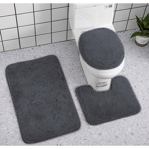 Tapis de salle de bain - set - gris Ruhhy 24353