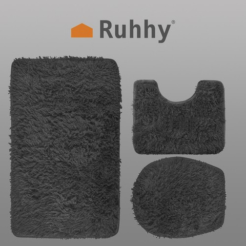 Tapis de salle de bain - set - gris Ruhhy 22061