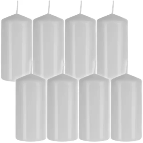 Bougie cylindrique blanche - lot de 8 