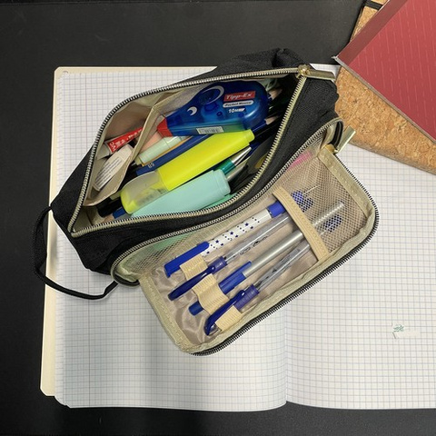 Double extendable pencil case - black Maaleo 24502