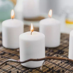 White cylinder candle - set of 8