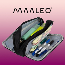 Triple foldable pencil case - black Maaleo 24476