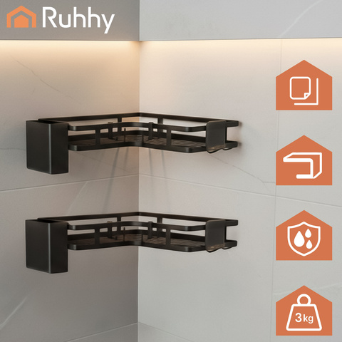 Étagère d'angle pour salle de bain - lot de 2 Ruhhy 27092
