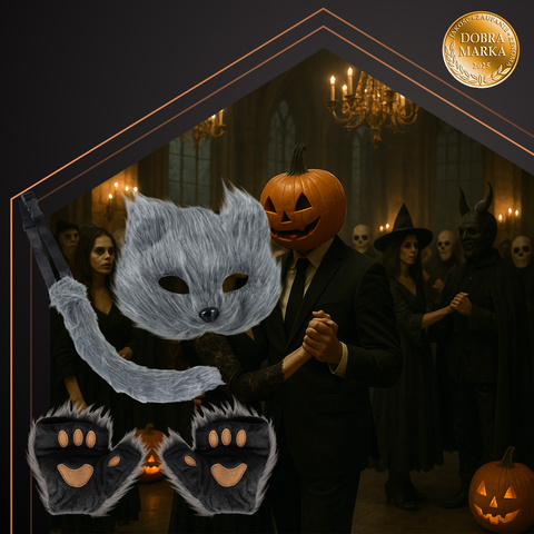 4dílný kostým kočky/lišky, šedý, Ruhhy 26247