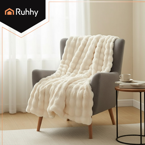 Blanket 1.6x1m white Ruhhy 26493