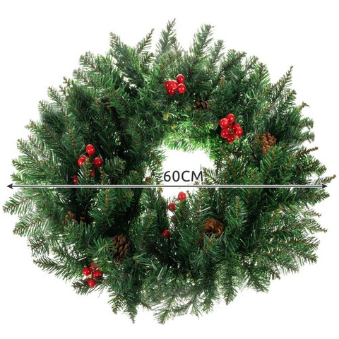 Couronne de porte de décoration de noël, ornement décoratif, épaisseur 60cm, XXL