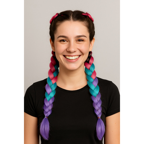 Ombré copánky ze syntetických vlasů růžová/ni/f W10341