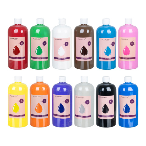 Poster paints - set of 12 pcs x 1L Maaleo 26345
