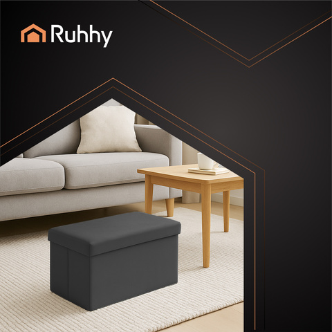 Pouf en velours noir 60x30x30 cm Ruhhy 25995