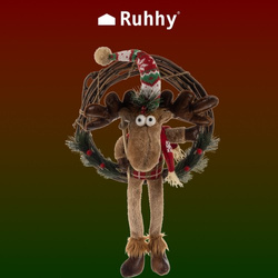Christmas wreath for door - reindeer Ruhhy 22316
