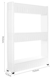 Mobile kitchen shelf on wheels, white