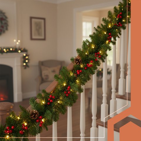 Guirlande de sapin de Noël 2,7 m HQ avec lumières Ruhhy 22325