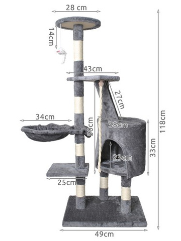 Kočičí strom 118 cm, šedý