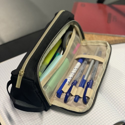 Double extendable pencil case - black Maaleo 24502