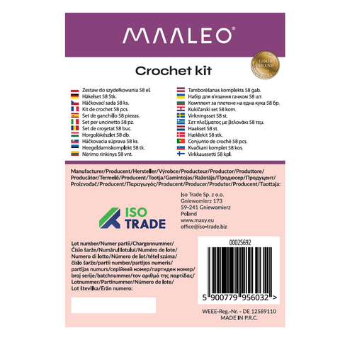 Набор для вязания крючком 58 шт. Maaleo 25692