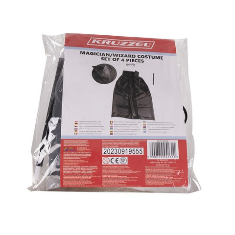 Zauberer-/Zaubererkostüm, 4er-Set. Kruzzel 19555