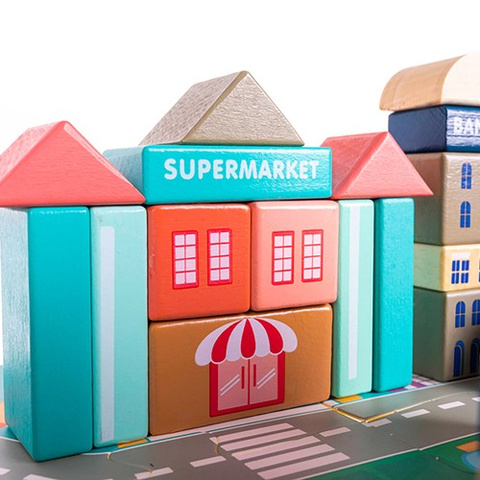 Holzklötze 115 Stück - Stadt 23519