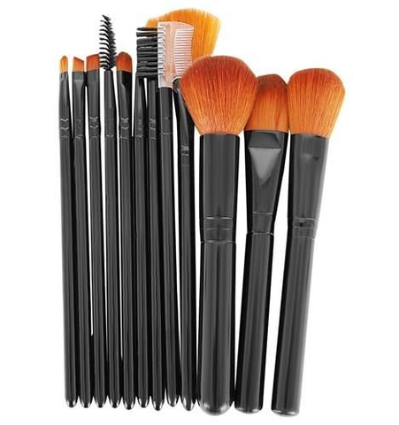 Make-up-Pinsel 12 Stück schwarz - Set