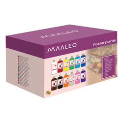 Farby plakatowe- zestaw 12szt x1L Maaleo 26345
