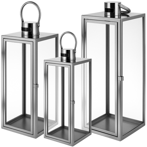 Silberne Laternen 38/49/63cm 3Stk Ruhhy 26477