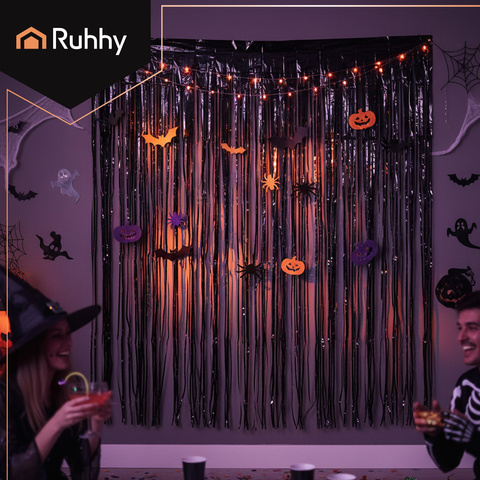 Decorative curtain 2x1m black Ruhhy 26172