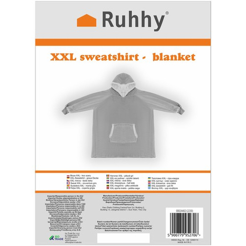 XXL-Sweatshirt - graue Decke Ruhhy 24402