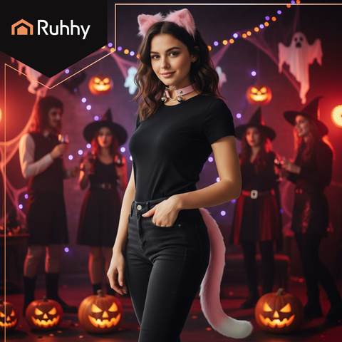 Strój kota/lisa 3el. różowy Ruhhy 26585