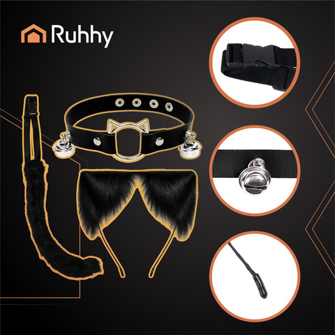 Costume chat/renard 3 pièces, noir, Ruhhy 26587