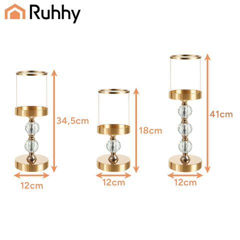 Candlestick - lantern set 3 pcs gold Ruhhy 26487