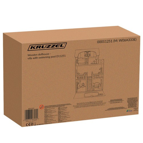 Wooden dollhouse - villa with pool D11251