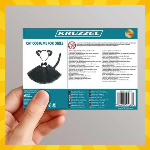 Kätzchenkostüm - Schwarz 4-teilig Kruzzel 26518