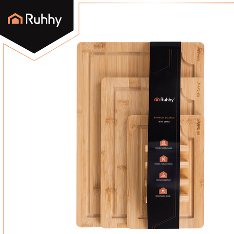 Bamboo cutting board - 3 pcs + Ruhhy stand