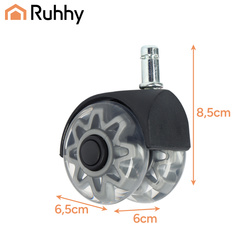 Roulettes grises pour chaise pivotante, lot de 5. Ruhhy 25280