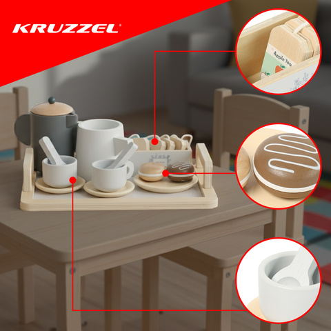 Kruzzel 26543 16-piece wooden tea set