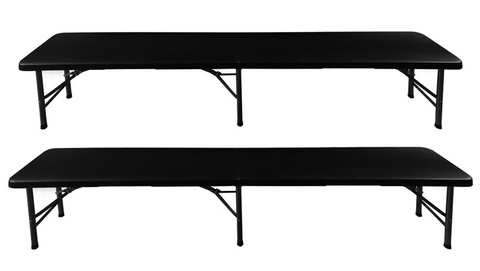 Table de jardin pliante 180 cm + 2 bancs - noir