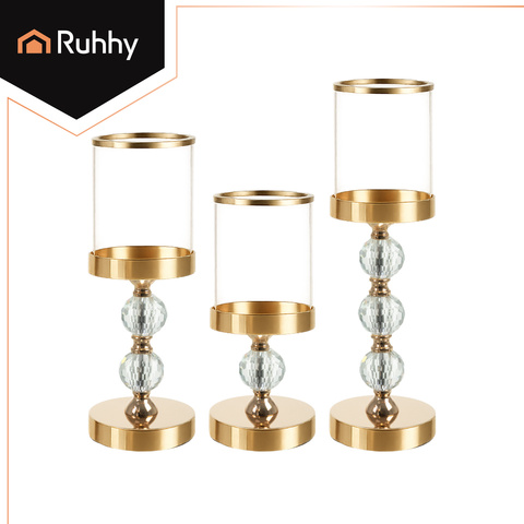 Candlestick - lantern set 3 pcs gold Ruhhy 26487