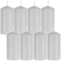Balta cilindrinė žvakė - rinkinyje 8 vnt.